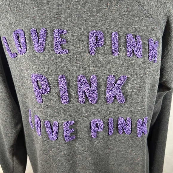 Victoria’s Secret PINK Oversized Grey & Purple Love Pink Sweater - Picture 4 of 10